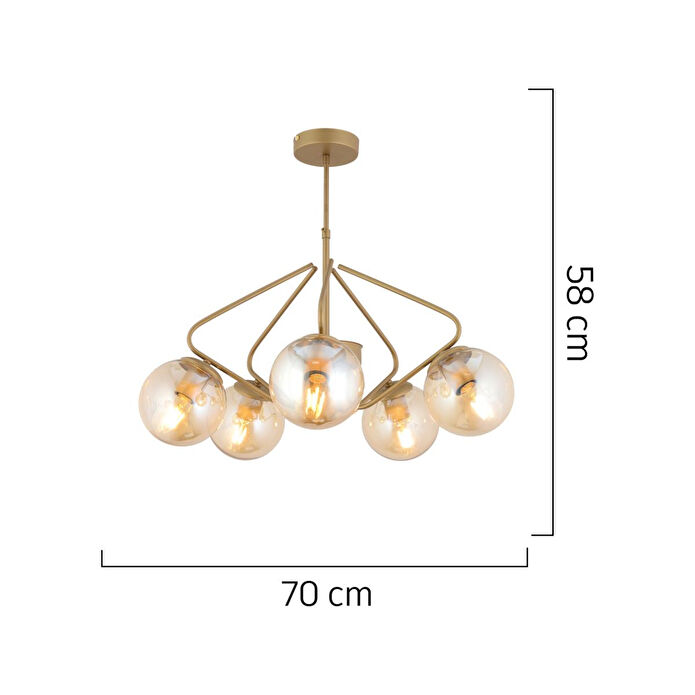 Apliqa Mildred 5'li Eskitme Modern Sarkıt Genç Odası Mutfak Yatak Odası Salon Sarkıt Avize