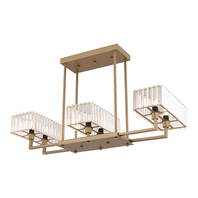 Apliqa Brambles 6'lı Eskitme Kristalli Taşlı Modern Tasarım Kristal Salon Avize