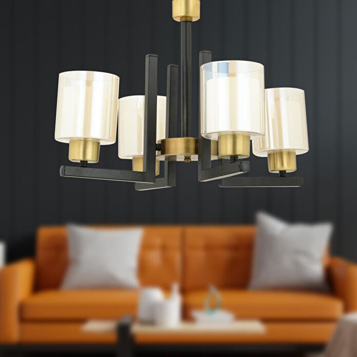 Apliqa Tisse 4 Lü Eskitme Siyah Modern Yatak Odası Mutfak Oturma Odası Salon Avize