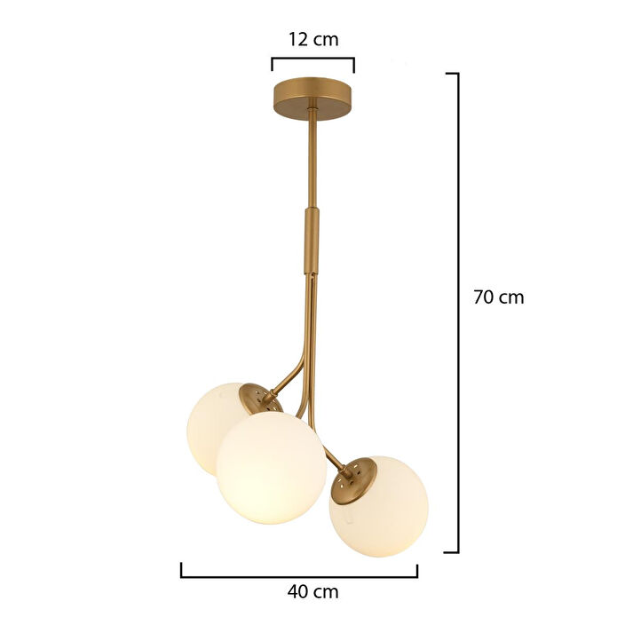 Apliqa Artel 3lü Eskitme Top Avize Modern Sarkıt, Mutfak Yatak Odası Salon Avize