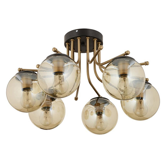 Apliqa Edin 6lı Siyah Eskitme Bal Camlı Modern Genç Odası Yatak Odası Salon Avize