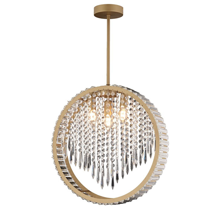 Apliqa Taproot 3lü Eskitme Kristalli Taşlı Modern Tasarım Kristal Salon Avize