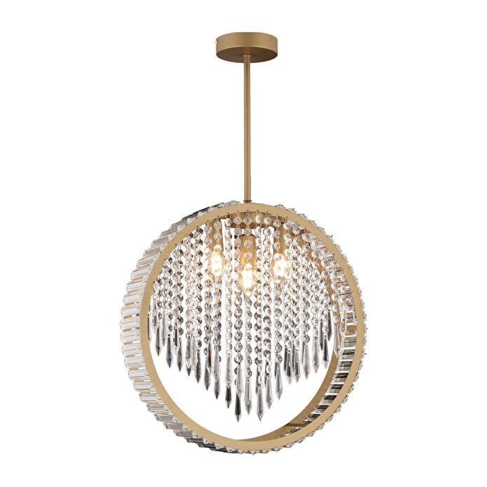 Apliqa Taproot 3lü Eskitme Kristalli Taşlı Modern Tasarım Kristal Salon Avize