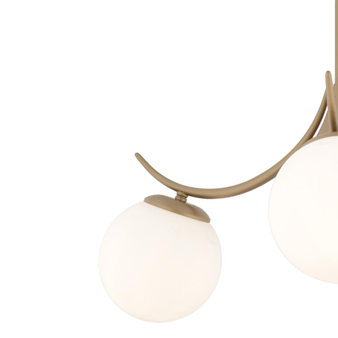 Apliqa Germaine 3'lü Yuvarlak Eskitme Beyaz Camlı Modern Oturma Odası Salon Avize