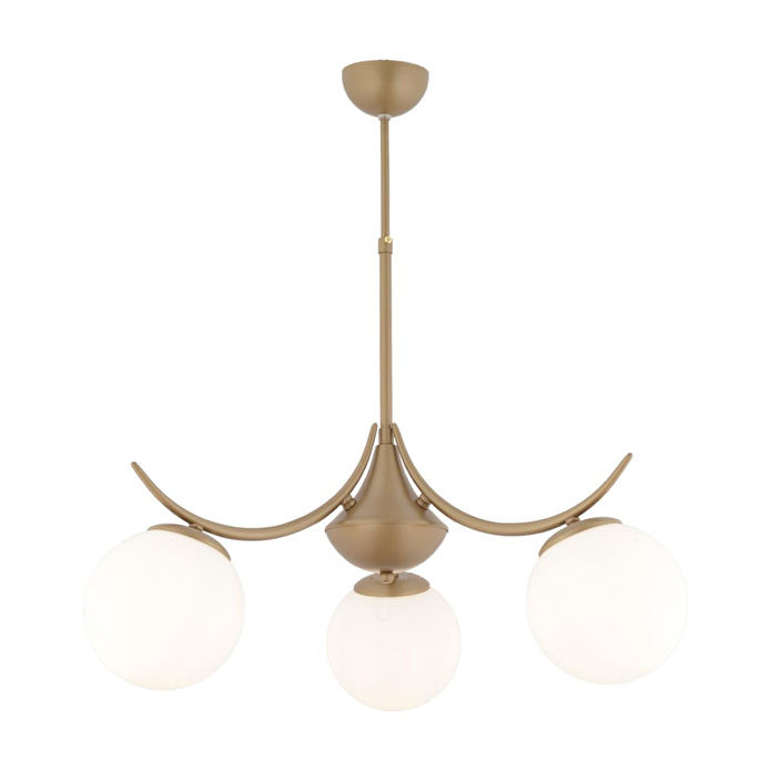 Apliqa Germaine 3'lü Yuvarlak Eskitme Beyaz Camlı Modern Oturma Odası Salon Avize