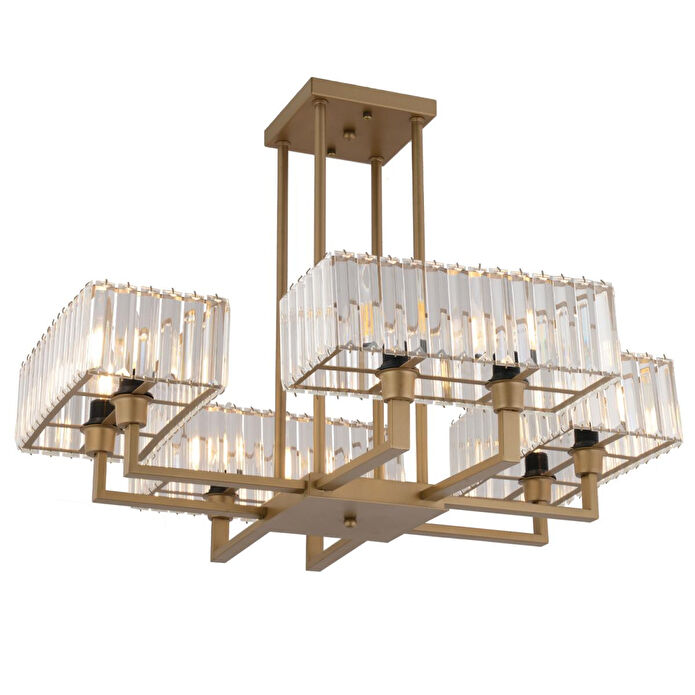 Apliqa Brambles 8'li Eskitme Kristalli Taşlı Modern Tasarım Kristal Salon Avize