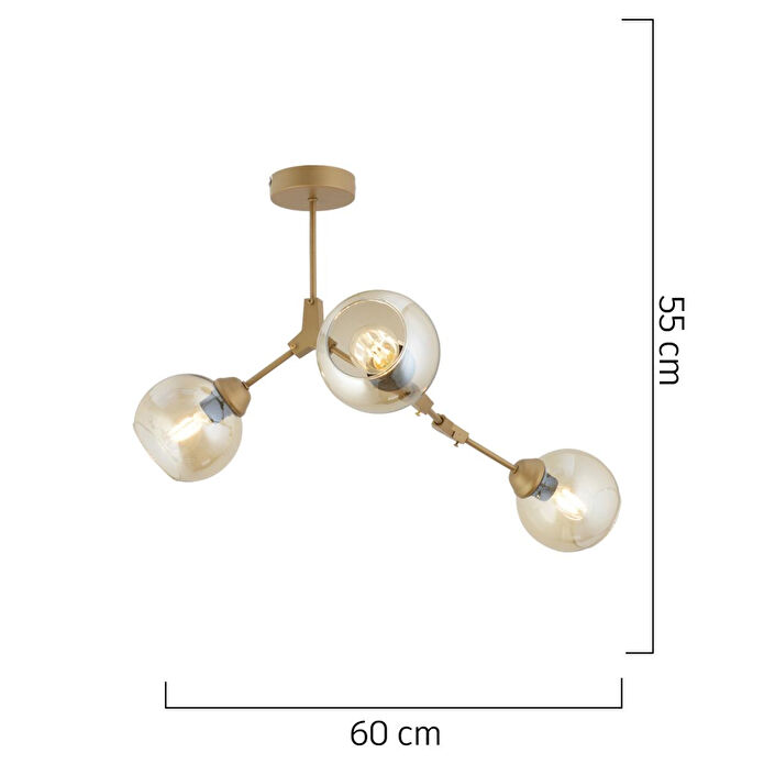 Apliqa Bürke 3lü Avi̇ze Eski̇tme Modern Koridor Yatak Odası Salon Avize