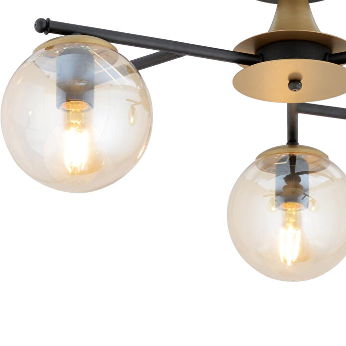 Apliqa Peyda 3'lü Siyah Eskitme Bal Camlı Modern Koridor Yatak Odası Salon Avize