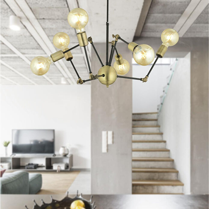 Apliqa Dorlan 6 Lı Eskitme Siyah Modern Genç Odası Yatak Odası Retro Salon Avize