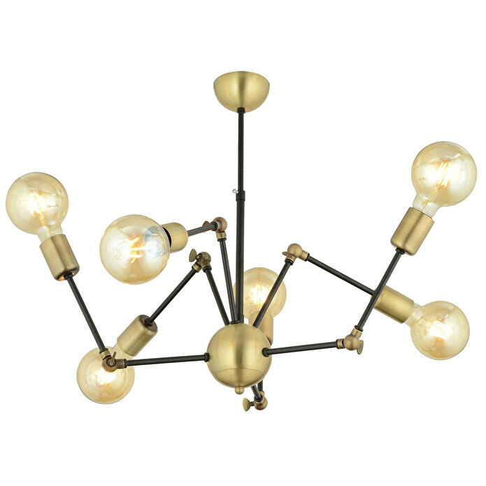 Apliqa Dorlan 6 Lı Eskitme Siyah Modern Genç Odası Yatak Odası Retro Salon Avize