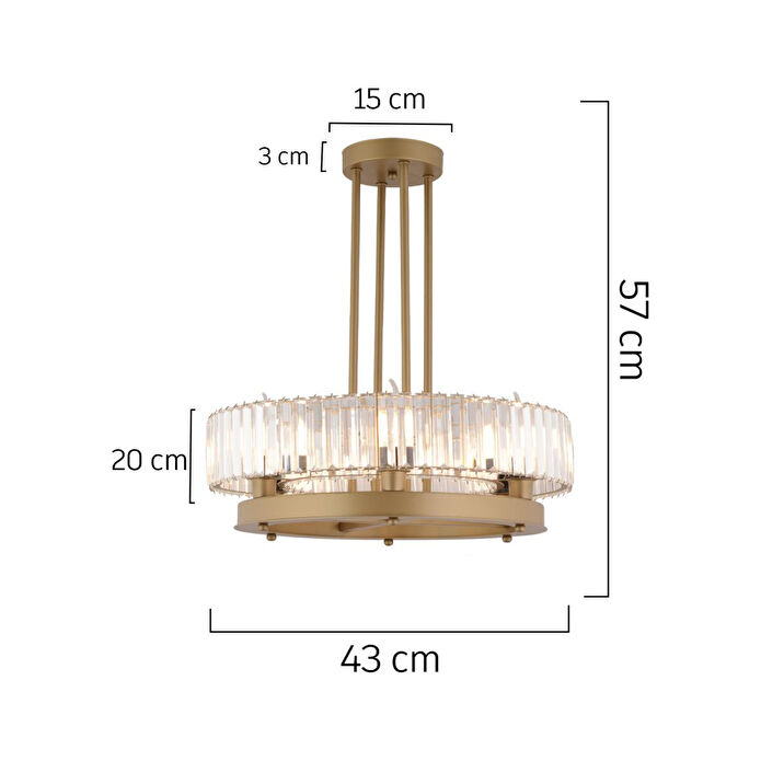 Apliqa Azalea 6lı Eskitme Kristalli Taşlı Modern Tasarım Kristal Büyük Salon Avize