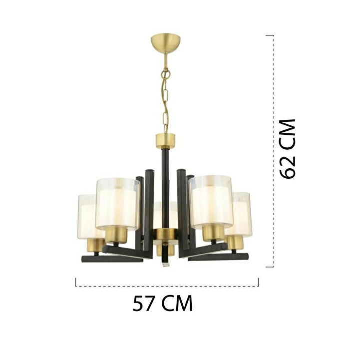 Apliqa Tisse 5 Li Eskitme Siyah Modern Yatak Odası Mutfak Oturma Odası Salon Avize