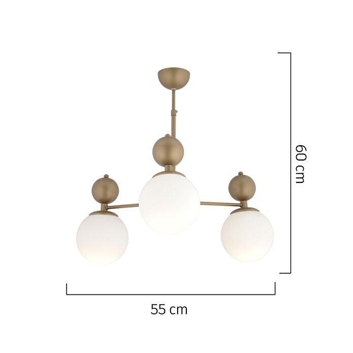 Apliqa Kuvars 3lü Eskitme Beyaz Camlı Modern Koridor Yatak Odası Salon Avize