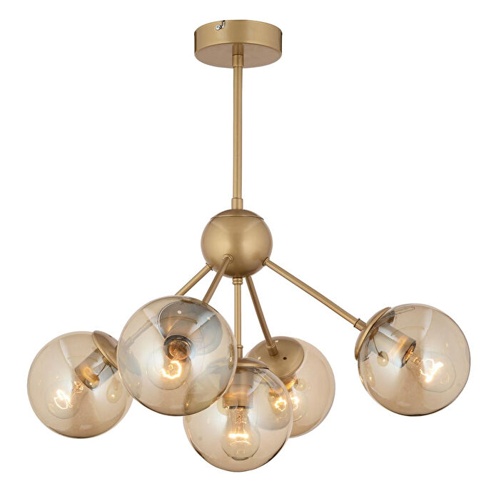 Apliqa Meyo 5li Eskitme Bal Camlı Modern Genç Odası Yatak Odası Salon Avize