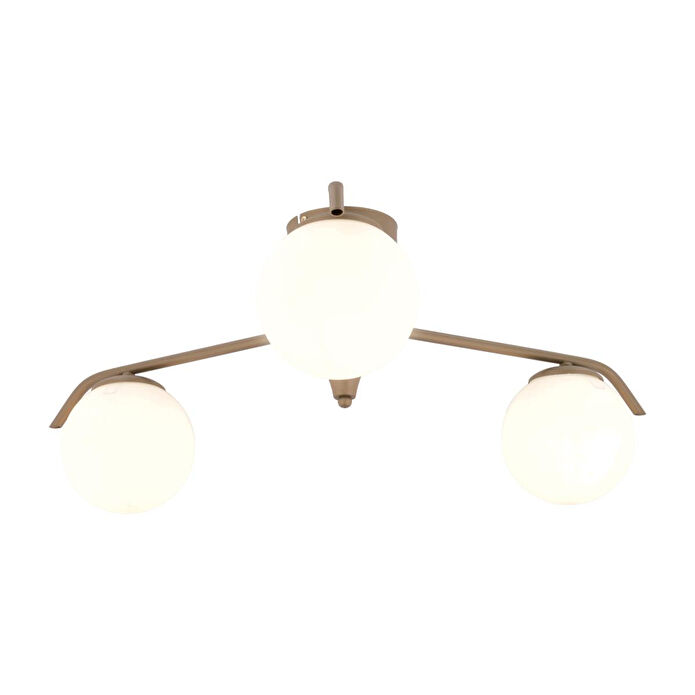 Apliqa Diaspor 3'lü Yuvarlak Eskitme Beyaz Camlı Modern Plafonyer Genç Odası Yatak Odası Retro Salon Avize