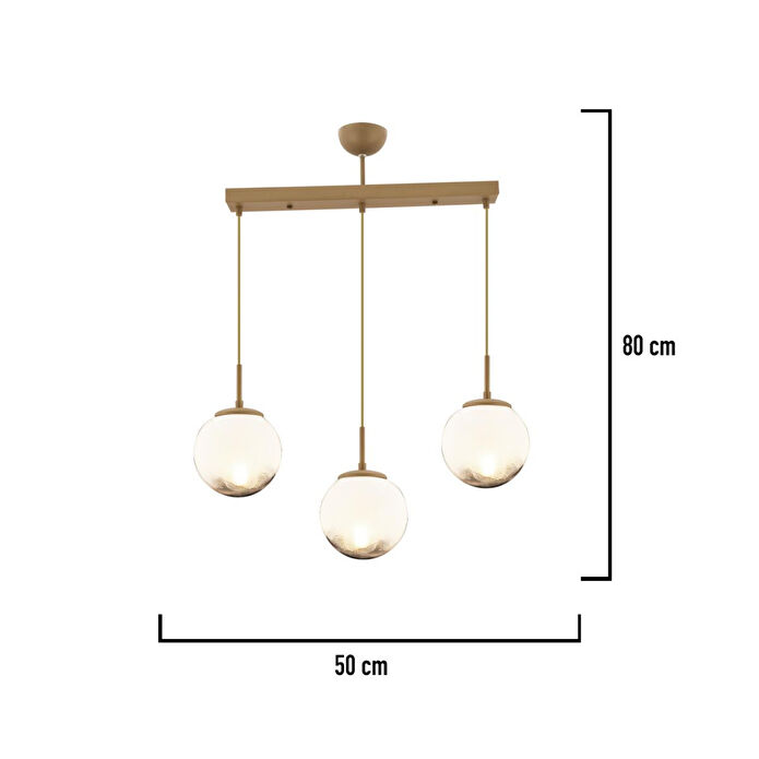Apliqa Mirsad 3lü Sıralı Eskitme Tekli Retro Modern Sarkıt Avize