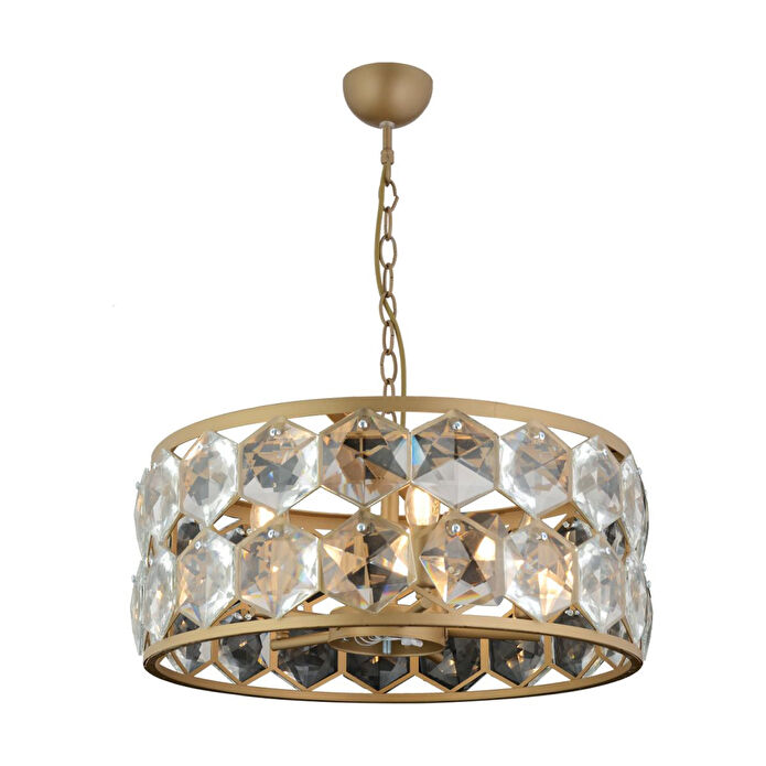 Apliqa Roman 5'li Yuvarlak Eskitme Kristalli Taşlı Modern Tasarım Kristal Salon Avize