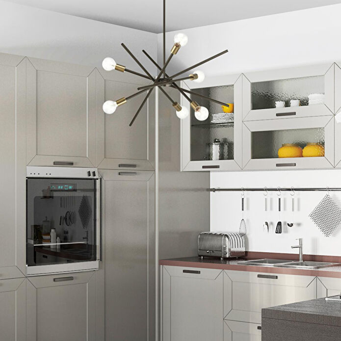 Apliqa Meter 6 Lı Siyah Eskitme Duylu Sarkıt Modern Yatak Odası Mutfaksalon Avize