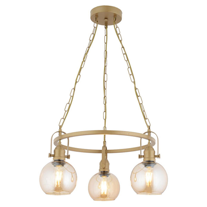 Apliqa Cherish 3'lü Yuvarlak Eskitme Bal Camlı Modern Oturma Odası Salon Avize