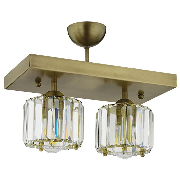 Apliqa Sabrina 2 Li Eskitme Plafonyer Kristalli Taşlı Modern Tasarım Kristal Salon Avize