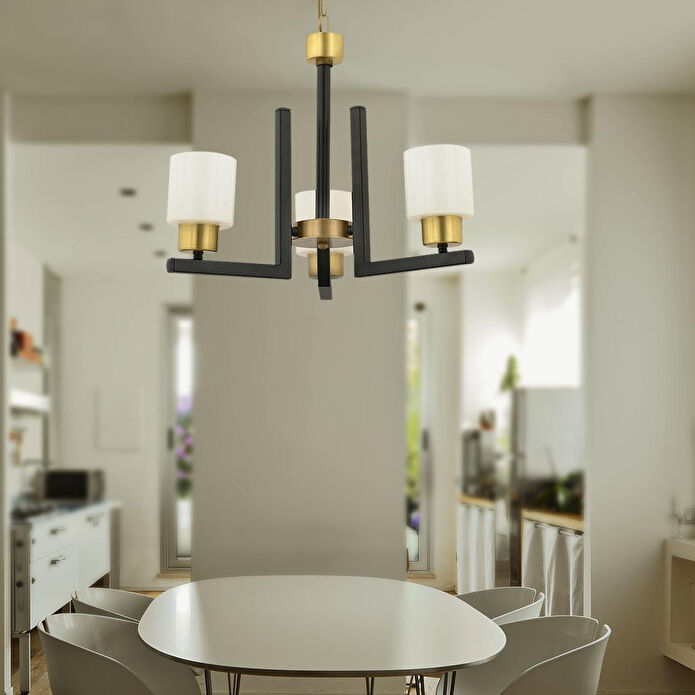 Apliqa Torqu 3 Lü Siyah Eskitme Modern Yatak Odası Mutfak Oturma Odası Salon Avize