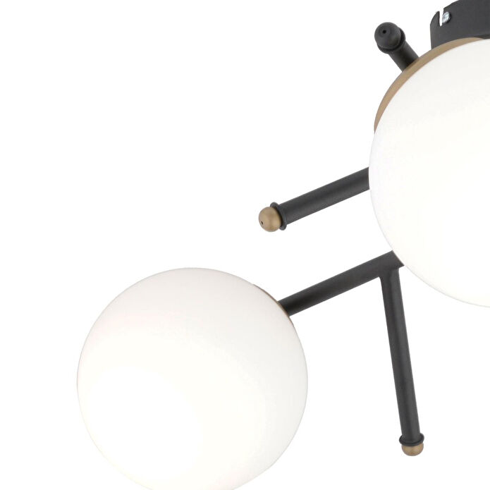 Apliqa Peyda 3'lü Siyah Eskitme Beyaz Camlı Modern Koridor Yatak Odası Salon Avize