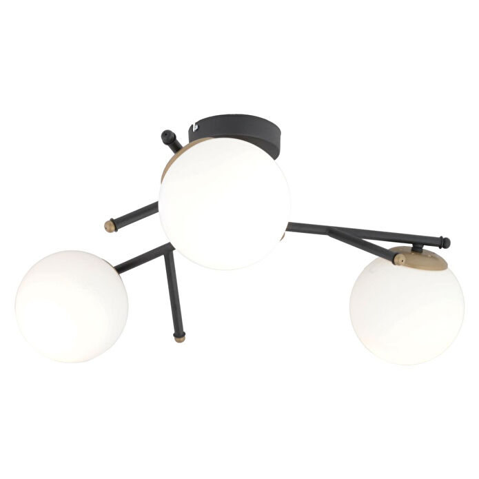 Apliqa Peyda 3'lü Siyah Eskitme Beyaz Camlı Modern Koridor Yatak Odası Salon Avize