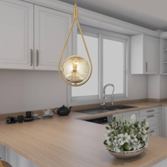 Apliqa Mirza Tekli Eskitme Bal Camlı Modern Sarkıt Mutfak Salon Sarkıt Avize