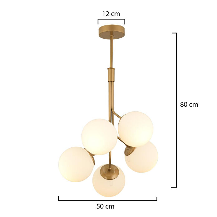 Apliqa Artel 5li Eskitme Top Avize Modern Sarkıt, Mutfak Yatak Odası Salon Avize