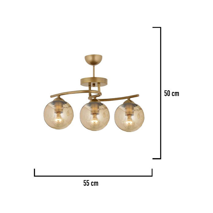 Apliqa Elite 3lü Eskitme Bal Camlı Modern Mutfak Yatak Odası Salon Avize