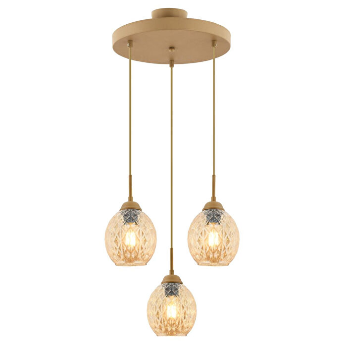 Apliqa Nino 3lü Yuvarlak Eskitme Modern Sarkıt Oturma Odası Salon Sarkıt Avize