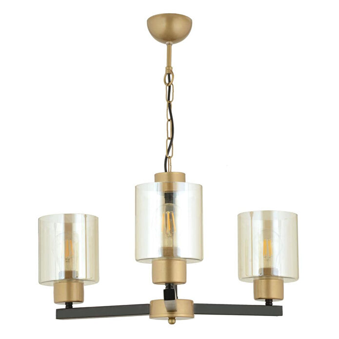 Apliqa Jade 3 Lü Avize Eskitme Siyah Boyalı Bal Camlı Modern Genç Odası Yatak Odası Retro Salon Avize