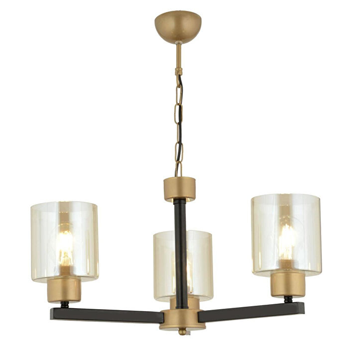 Apliqa Jade 3 Lü Avize Eskitme Siyah Boyalı Bal Camlı Modern Genç Odası Yatak Odası Retro Salon Avize