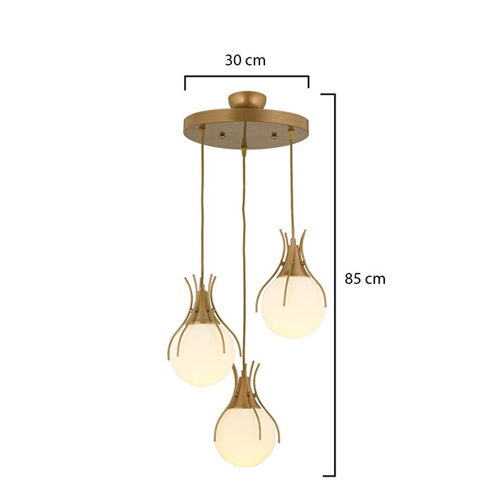 Apliqa Terra 3lü Yuvarlak Modern Sarkıt Genç Odası Mutfak Yatak Odası Salon Sarkıt Avize