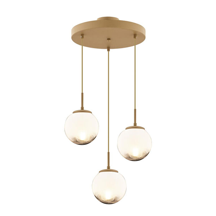 Apliqa Mirsad 3lü Yuvarlak Eskitme Tekli Retro Modern Sarkıt Avize