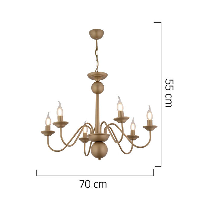 Apliqa Behir 6lı Eskitme Boyalı Şapkalı Modern Oturma Odası, Yatak Odası Salon Avize