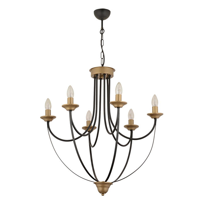 Apliqa Obito 6lı Siyah Eskitme Modern Sarkıt Yatak Odası Retro Salon Avize