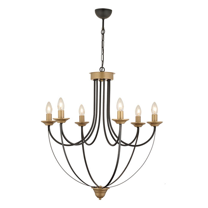 Apliqa Obito 6lı Siyah Eskitme Modern Sarkıt Yatak Odası Retro Salon Avize