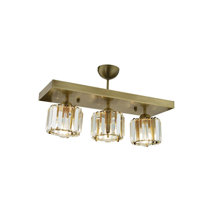 Apliqa Sabrina 3 Lü Sıralı Eskitme Plafonyer Kristalli Taşlı Modern Tasarım Kristal Salon Avize