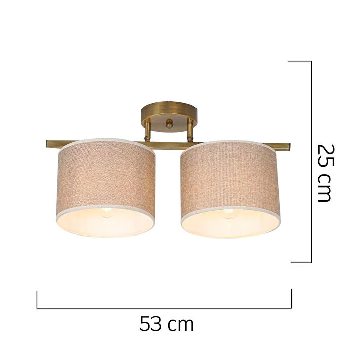 Apliqa Selina 2li Şapkalı Modern Plafonyer Genç Odası Mutfak Yatak Odası Avize