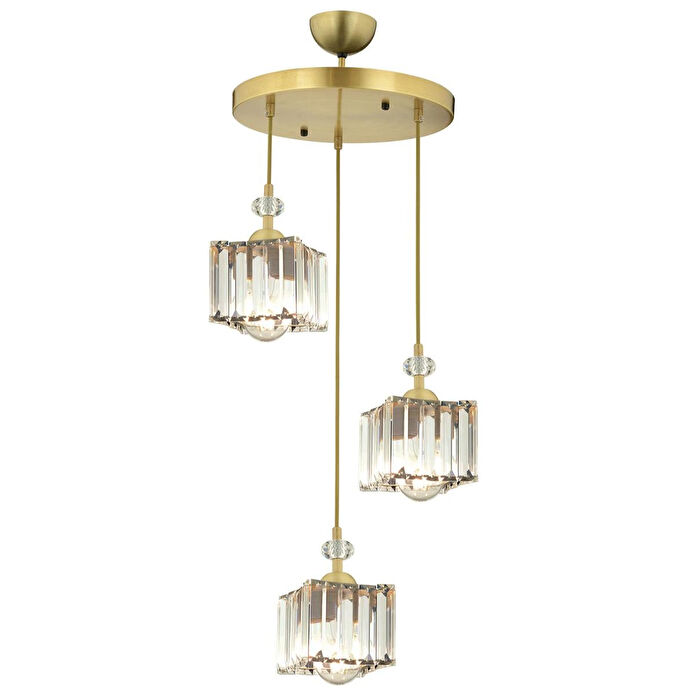 Apliqa Brandy Eskitme 3 Lü Yuvarlak Sakıt Kristalli Taşlı Modern Tasarım Kristal Salon Avize