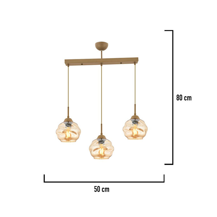 Apliqa Darko 3lü Sıralı Eskitme Modern Sarkıt Oturma Odası Salon Sarkıt Avize