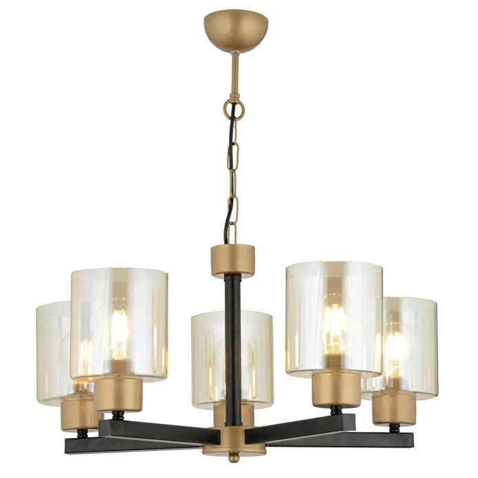 Apliqa Jade 5 Li Avize Eskitme Siyah Boyalı Bal Camlı Modern Genç Odası Yatak Odası Retro Salon Avize