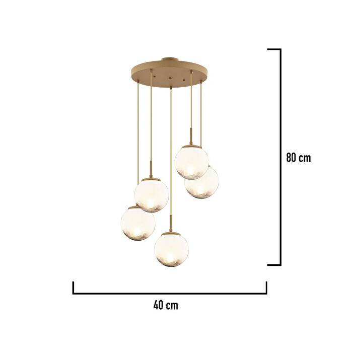 Apliqa Mirsad 5li Yuvarlak Eskitme Tekli Retro Modern Sarkıt Avize