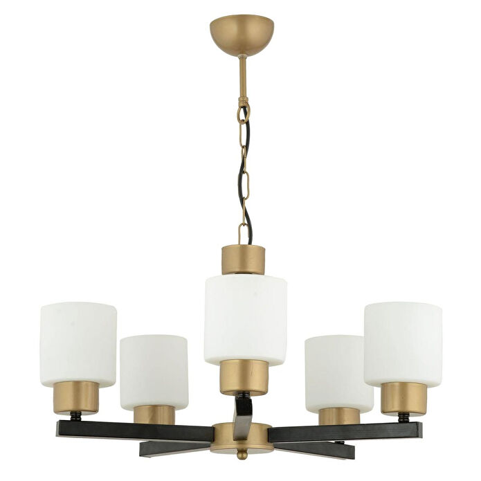 Apliqa Jade 5 Li Avize Eskitme Siyah Boyalı Beyaz Camlı Modern Genç Odası Yatak Odası Retro Salon Avize