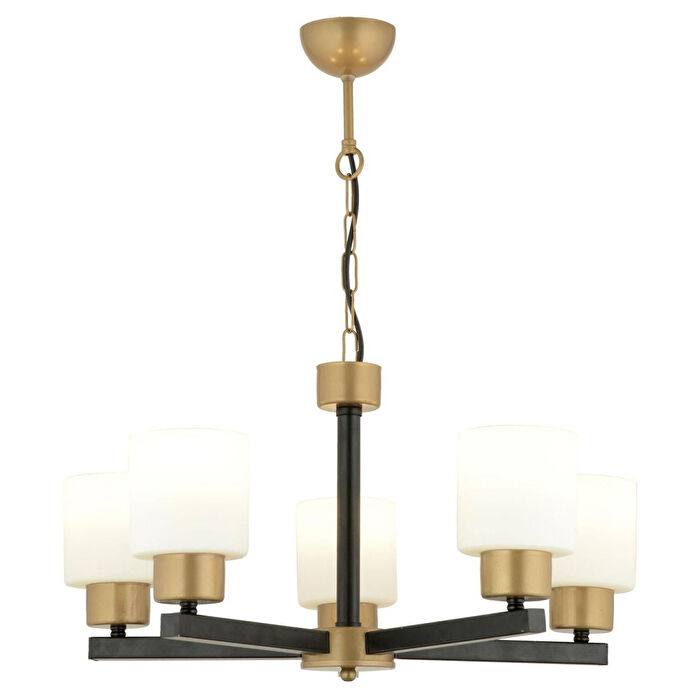 Apliqa Jade 5 Li Avize Eskitme Siyah Boyalı Beyaz Camlı Modern Genç Odası Yatak Odası Retro Salon Avize