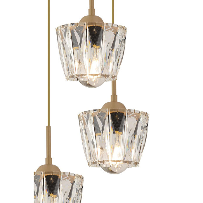 Apliqa Fernando 3 Lü Yuvarlak Eskitme Kristal Taşlı Salon Avize