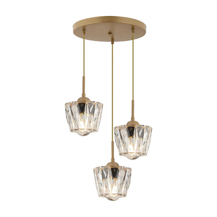 Apliqa Fernando 3 Lü Yuvarlak Eskitme Kristal Taşlı Salon Avize