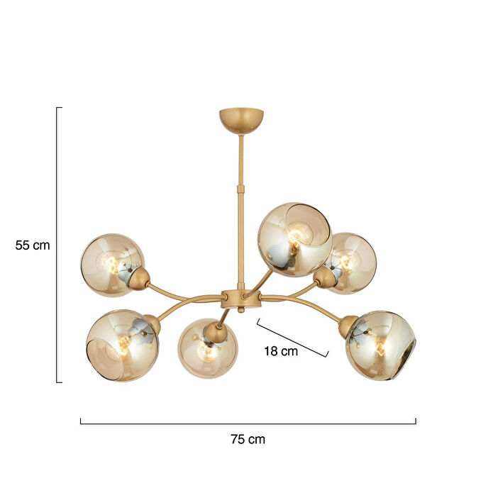 Apliqa Ecvet 6lı Eskitme Modern Oturma Odası Yatak Odası Salon Avize