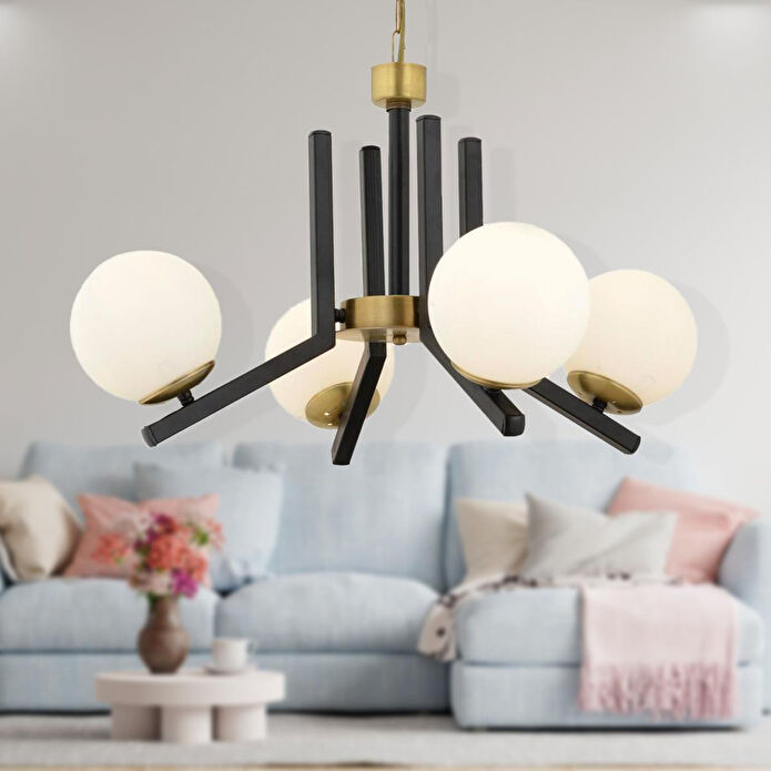 Apliqa Morgan 4 Lü Eskitme Siyah Modern Yatak Odası Mutfak Oturma Odası Salon Avize